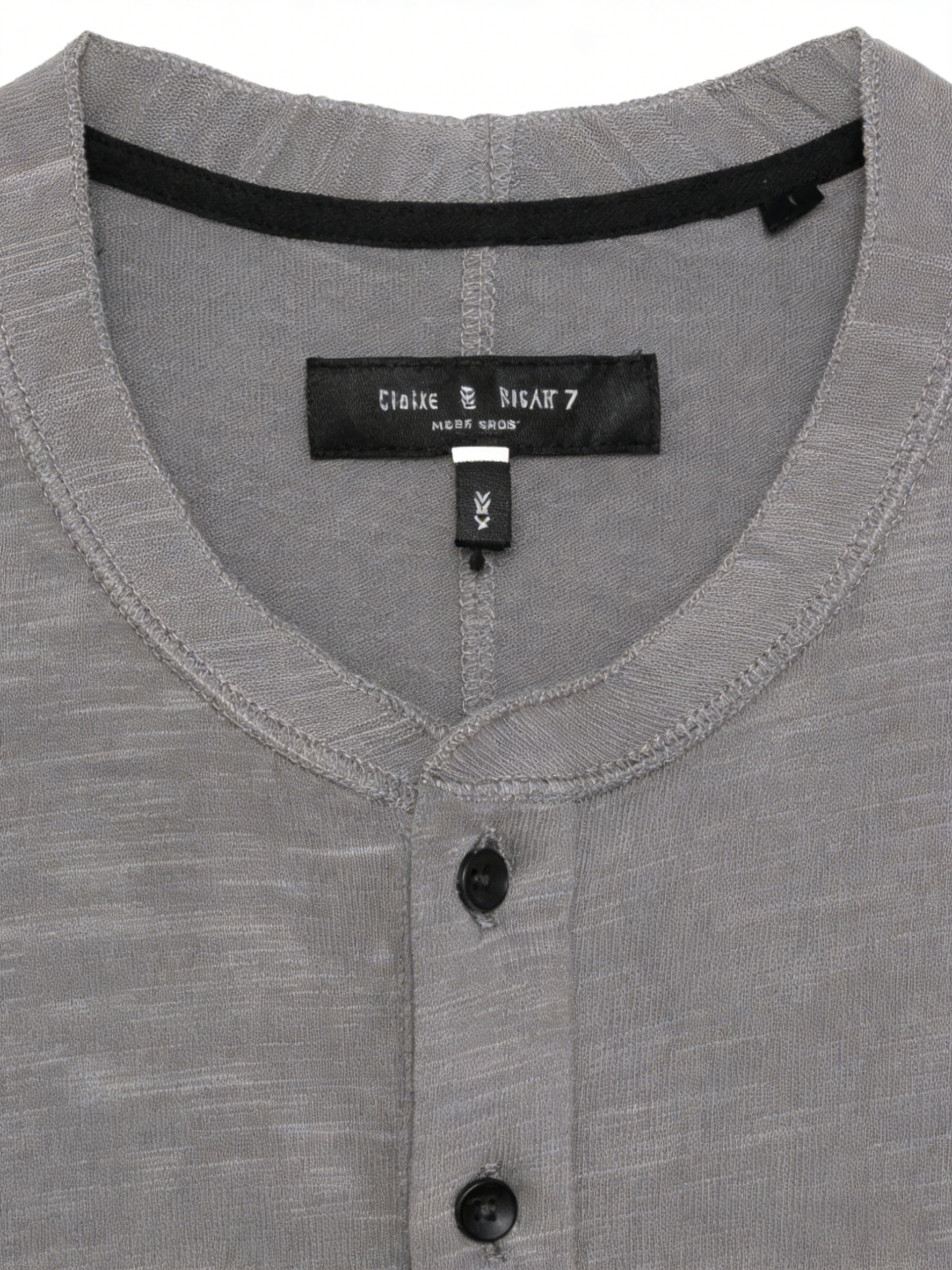 Camicia Henley da uomo a maniche lunghe in cotone pesante grigio freddo 260 g/m² con abbottonatura 6