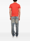 Men's Orange 240GSM Organic Cotton Henley U-Neck T-Shirt with Raw Hem & Sleeve Logo 4