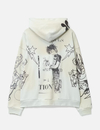 Sweat à capuche zippé gris pour homme, 320 g/m², délavé, avec imprimé graphique intégral et détails usés 3