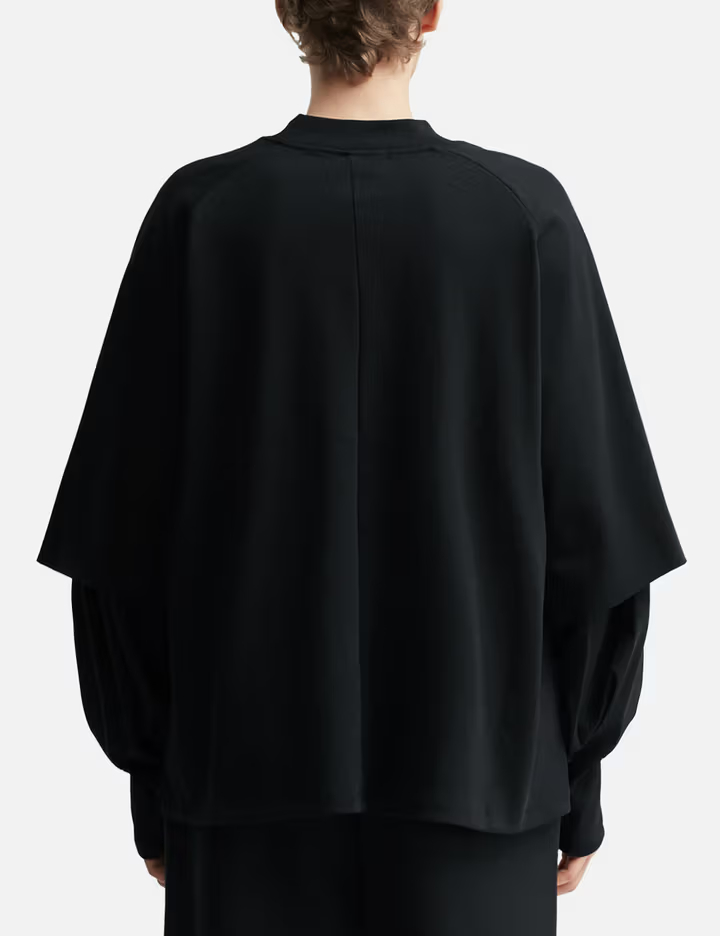 T-shirt à manches longues raglan superposées en coton épais 320 g/m² pour homme, coupe oversize, avec poignets plissés 5