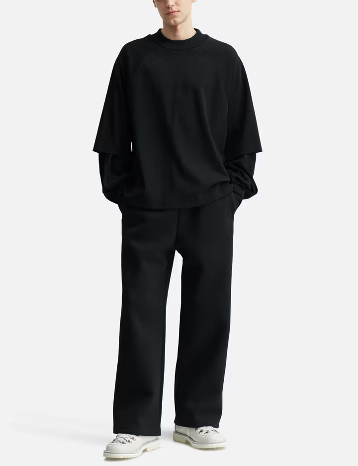 T-shirt à manches longues raglan superposées en coton épais 320 g/m² pour homme, coupe oversize, avec poignets plissés 4