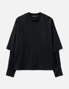 T-shirt à manches longues raglan superposées en coton épais 320 g/m² pour homme, coupe oversize, avec poignets plissés 2
