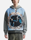 Sweat à capuche unisexe gris 338 g/m² en polaire brossée, imprimé pierres précieuses et logo brodé au dos 1