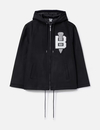 Unisex Siyah 480 GSM Yün Karışımı Yalıtımlı Fermuarlı Kapüşonlu Ceket, Kafatası Nakışlı 2