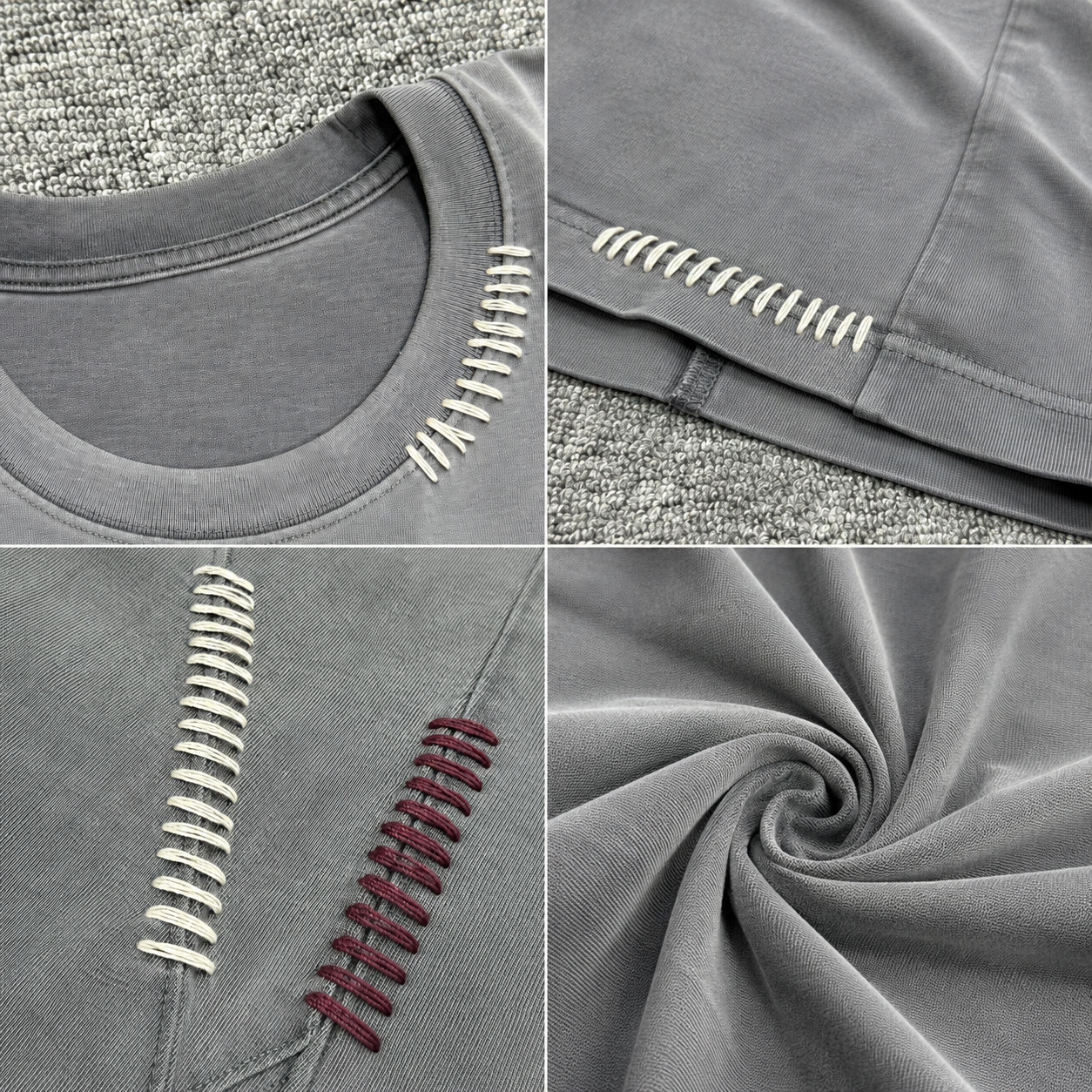 280GSM Enzyme Wash Contrast Stitch Oversized T-Shirt 6
