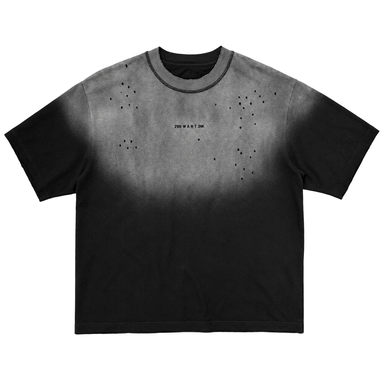340GSM Spray Monkey Wash Gradient Distressed Oversized T-Shirt