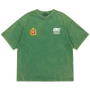T-shirt oversize verde vintage da 230 g/m² con grafica streetwear DRC. 1