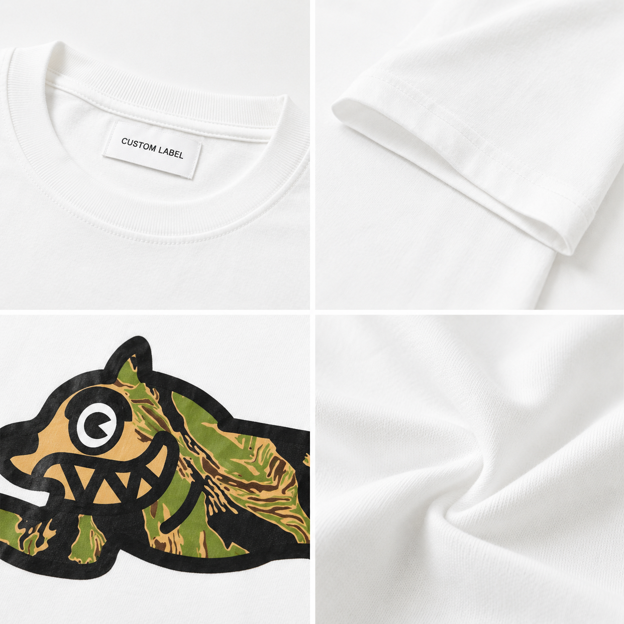 230GSM 100% Cotton Camo Running Dog Screen Print T-Shirt 6
