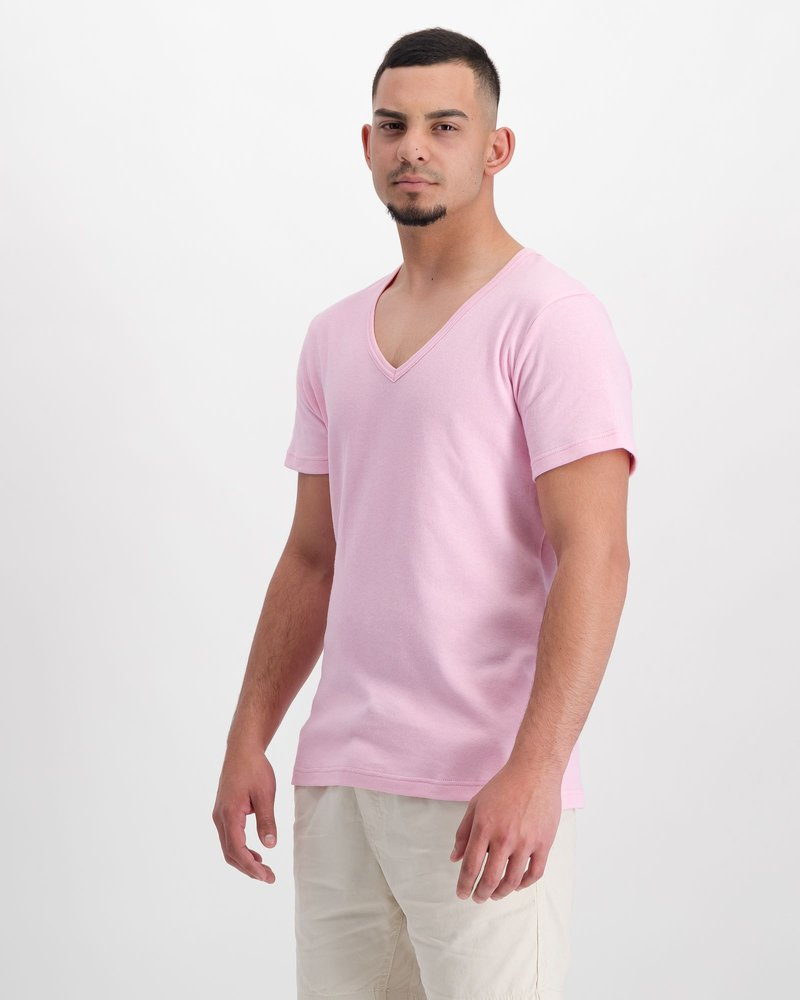 Cotton Short Sleeve Logo Printed Men's V-Neck T-Shirt 4