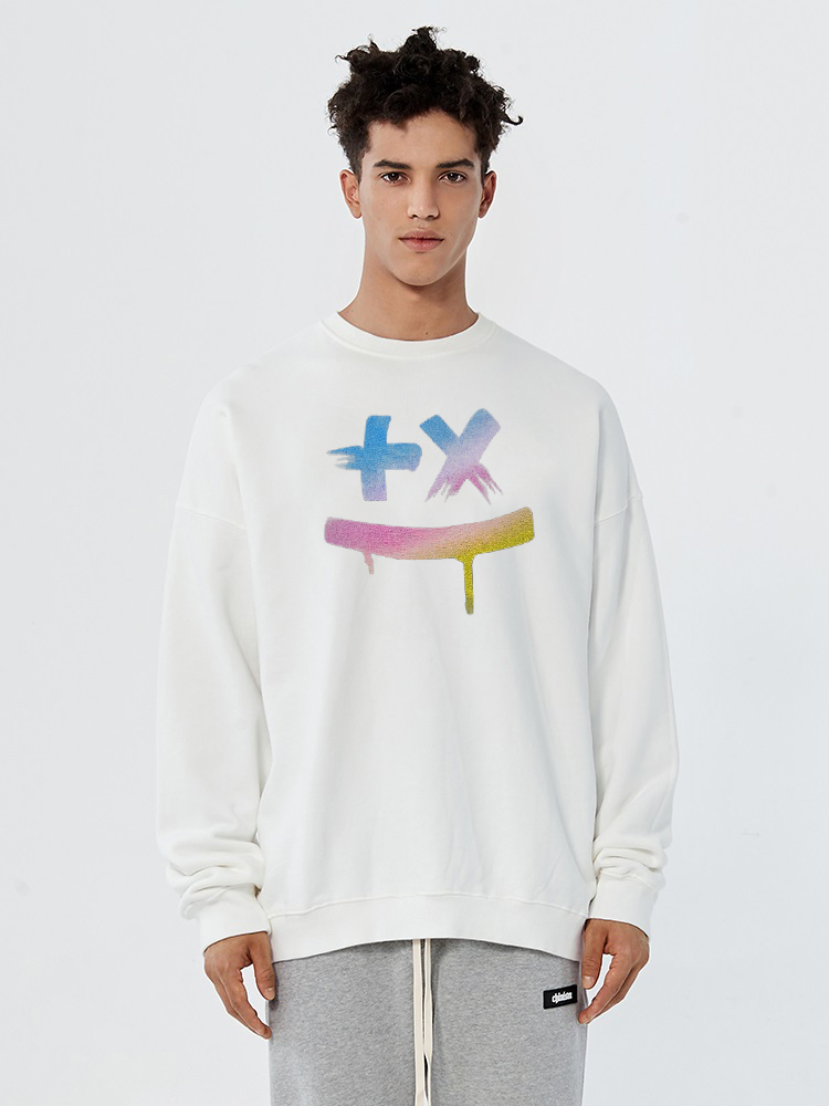 Áo nỉ cổ tròn dáng rộng 100% cotton, unisex, đặt hàng số lượng lớn. 3