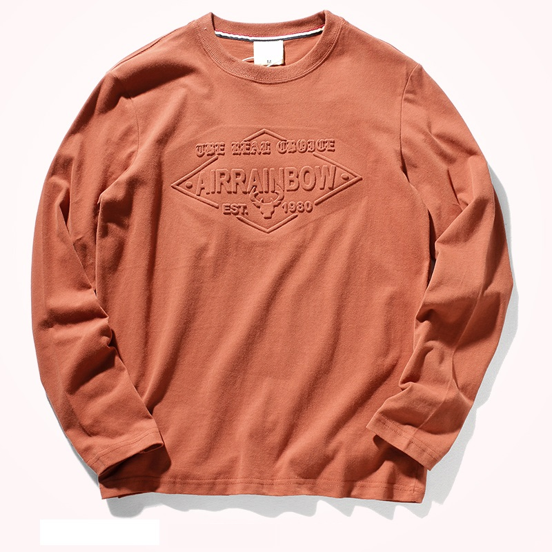 320 GSM 3D printing Cotton Long-Sleeved Crew Neck Organic Cotton T-Shirts-LSTS007