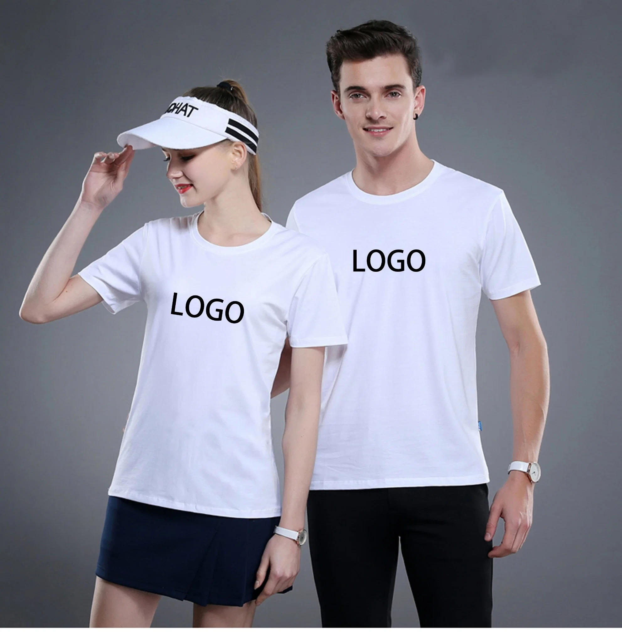Camiseta blanca de algodón 100% con logo personalizado para hombre, talla grande y a buen precio. 2