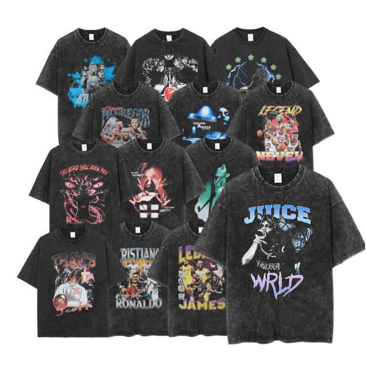 Camiseta de algodão streetwear personalizada para atacado, estilo vintage com lavagem ácida. 2