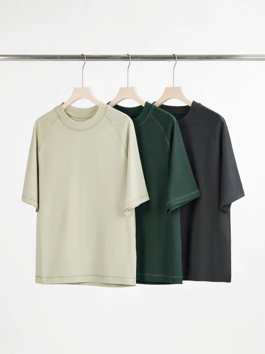 เสื้อยืดแขนสั้นผู้ชายทรงโอเวอร์ไซส์ พิมพ์โลโก้ตามสั่ง ผ้าหนา 300 แกรม 2