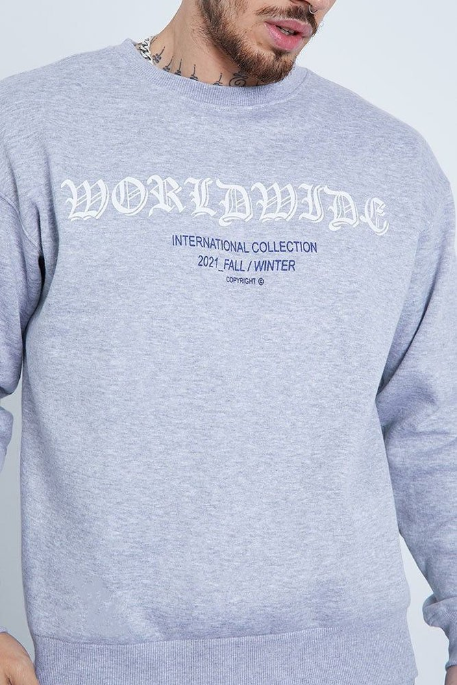 Felpa oversize personalizzata con scollo tondo ricamata in 100% cotone - Felpa con cappuccio da uomo 3