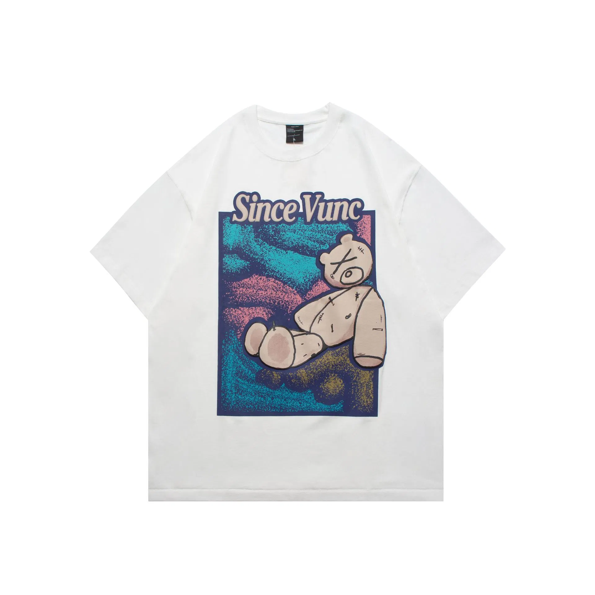 Wholesale Men's Drop Shoulder White Cotton T-Shirt - Custom Printed Streetwear 6