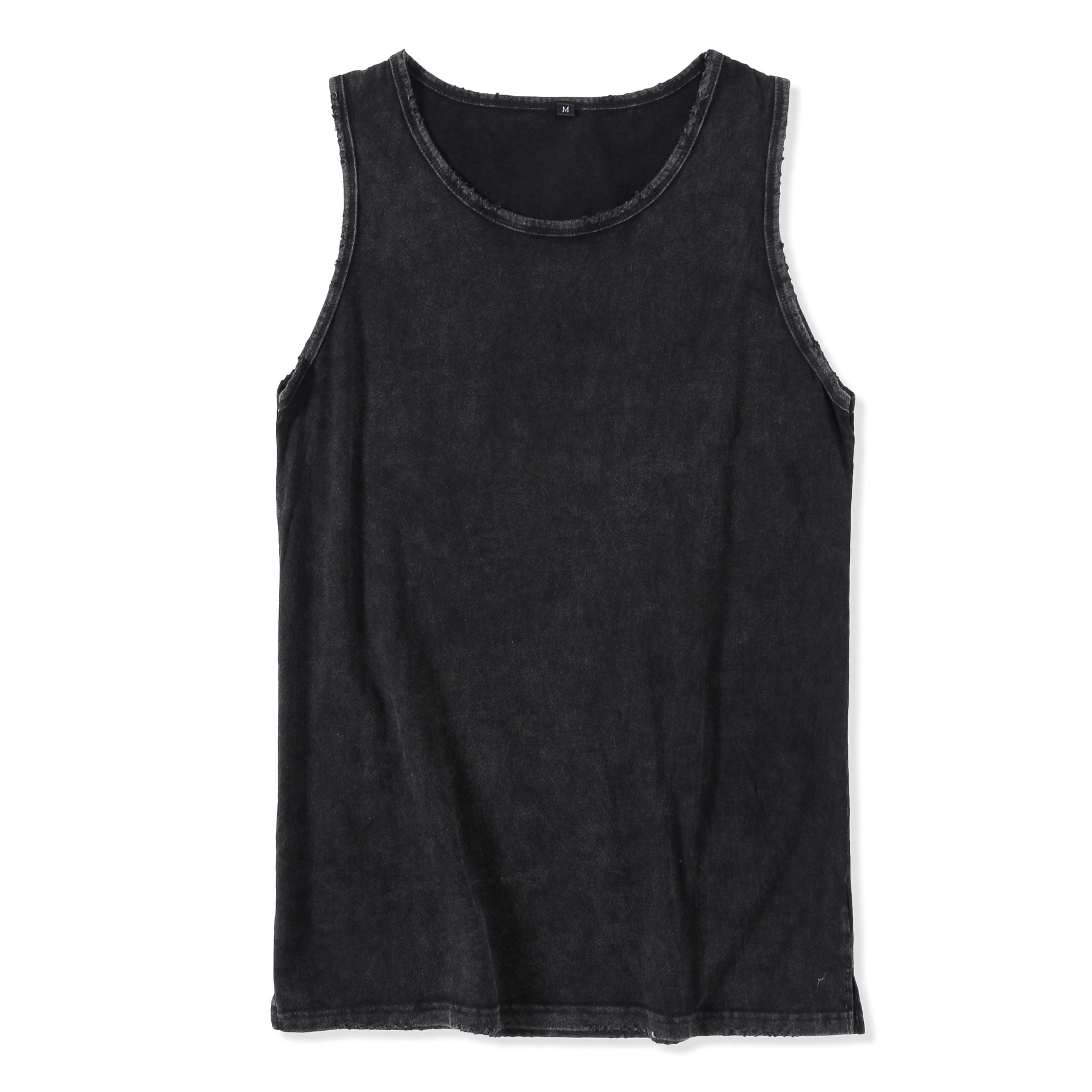 180g Acid Wash Musclet Crew Neck Cotton Blend Tank Top Shirt-TTTS1