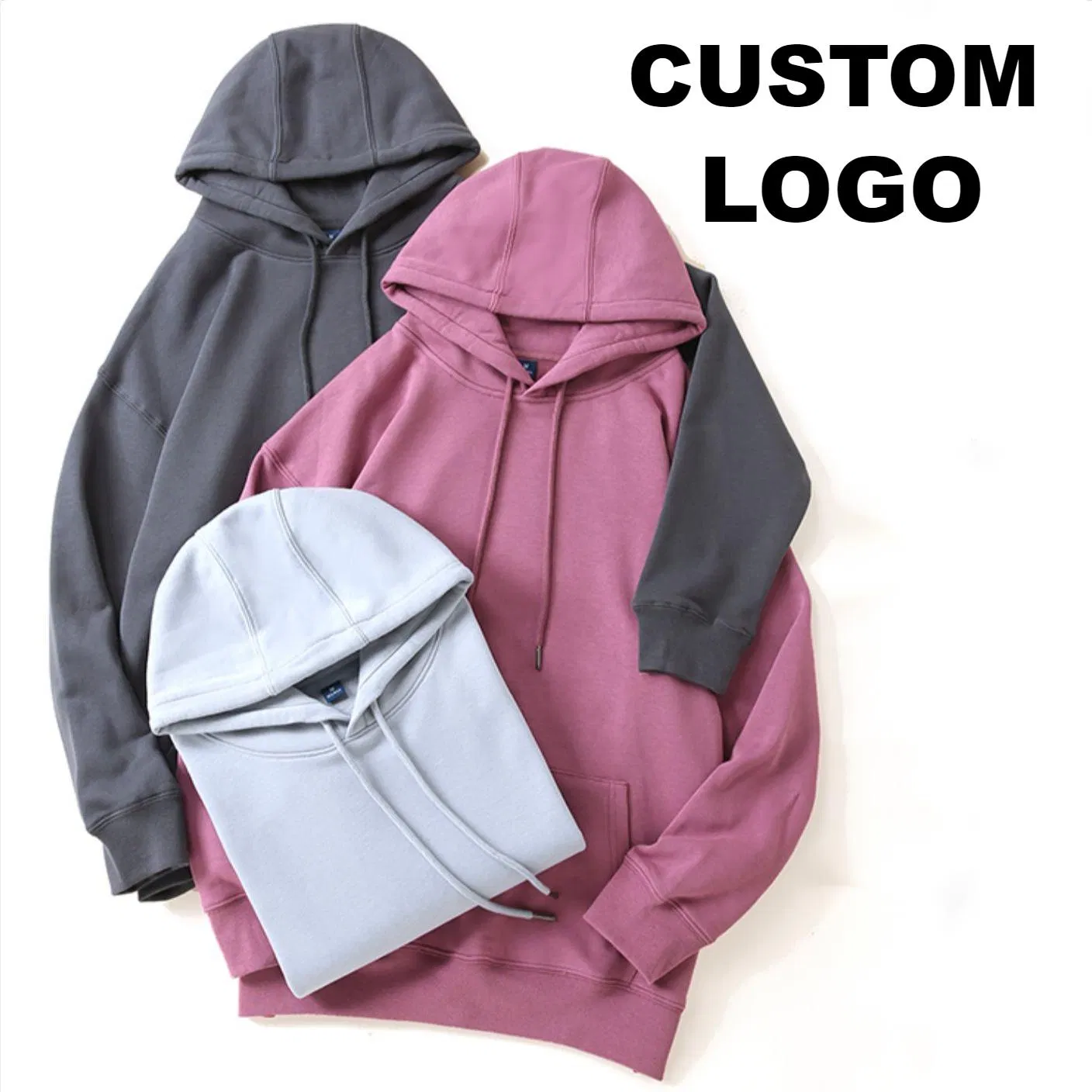 Felpa con cappuccio da uomo personalizzata in cotone e poliestere, con ricamo, unisex 2