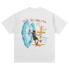 Camiseta blanca de manga corta con estampado gráfico personalizado para hombre, estilo veraniego informal, cuello redondo 4