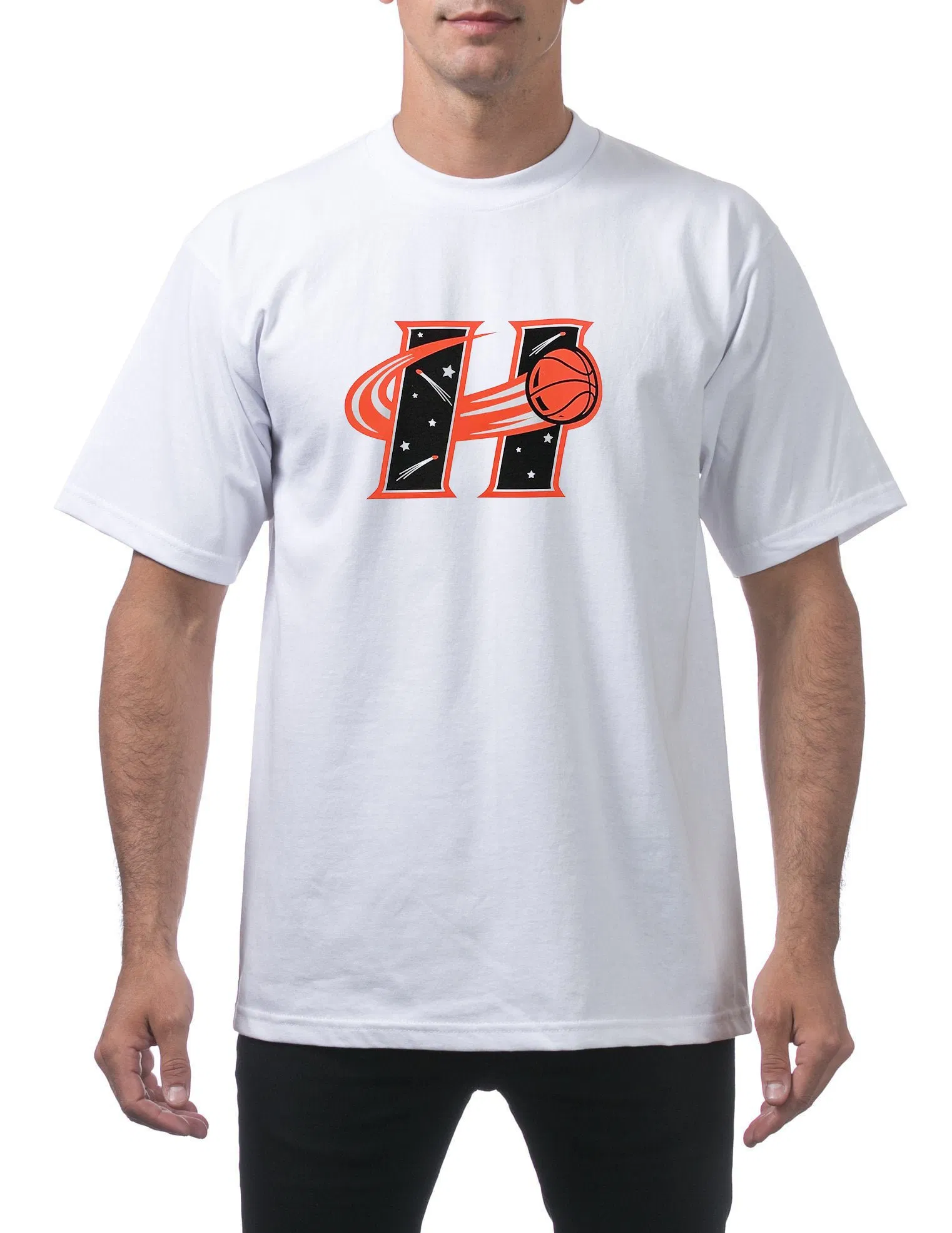 Camiseta masculina oversized com estampa estilo basquete para o verão - Camiseta de manga curta em tecido pesado 4