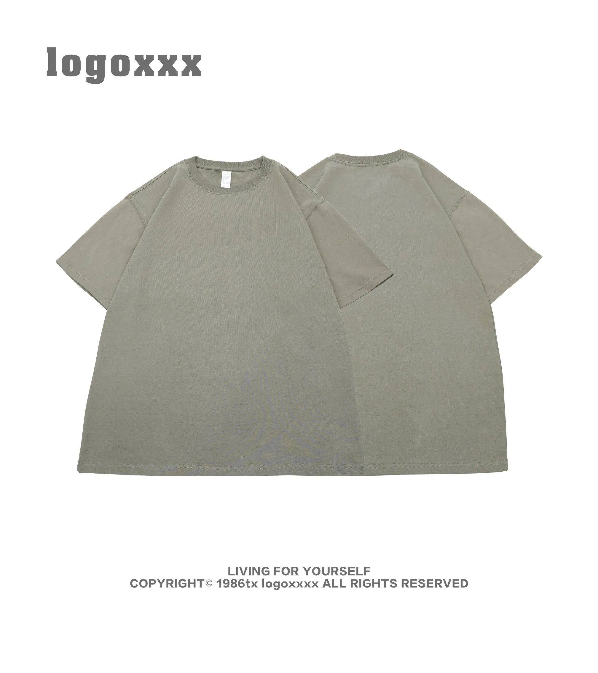 Camiseta branca de manga curta 100% algodão - Unissex com ombros caídos 3