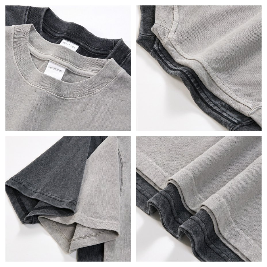 Fornecedor de camisetas vintage masculinas de algodão oversized com lavagem ácida 3