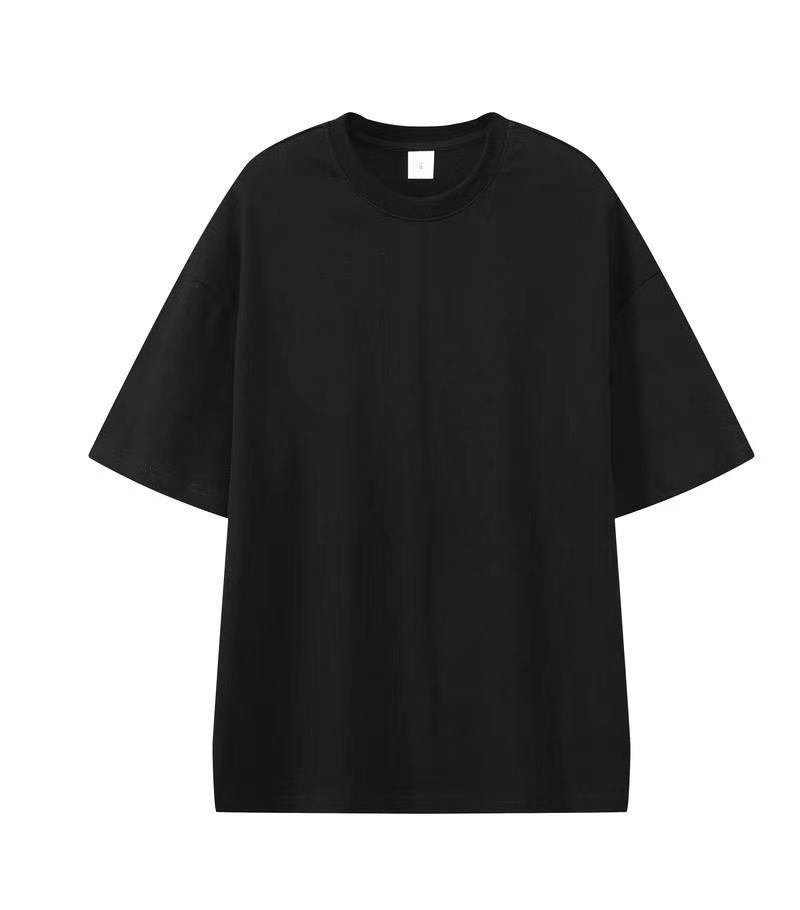เสื้อยืดสีดำเรียบๆ สำหรับผู้ชาย ผ้าฝ้าย 300 แกรม สไตล์วินเทจ สั่งทำพิเศษ 2