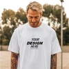 Customizable Wholesale Plain Tshirt with Puff Print Label - High Quality 100% Cotton Men's and Women's T Shirt 2