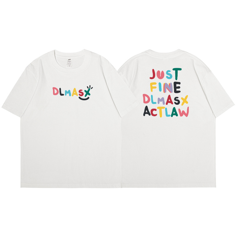 220 GSM Oversized Graphic Cotton Short-Sleeved Crew Neck Drop Shoulder Black&White T-Shirts--TS012