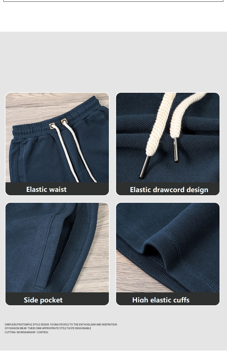 Pantalones cortos deportivos informales americanos de baloncesto, color azul oscuro, de algodón, talla grande. 7