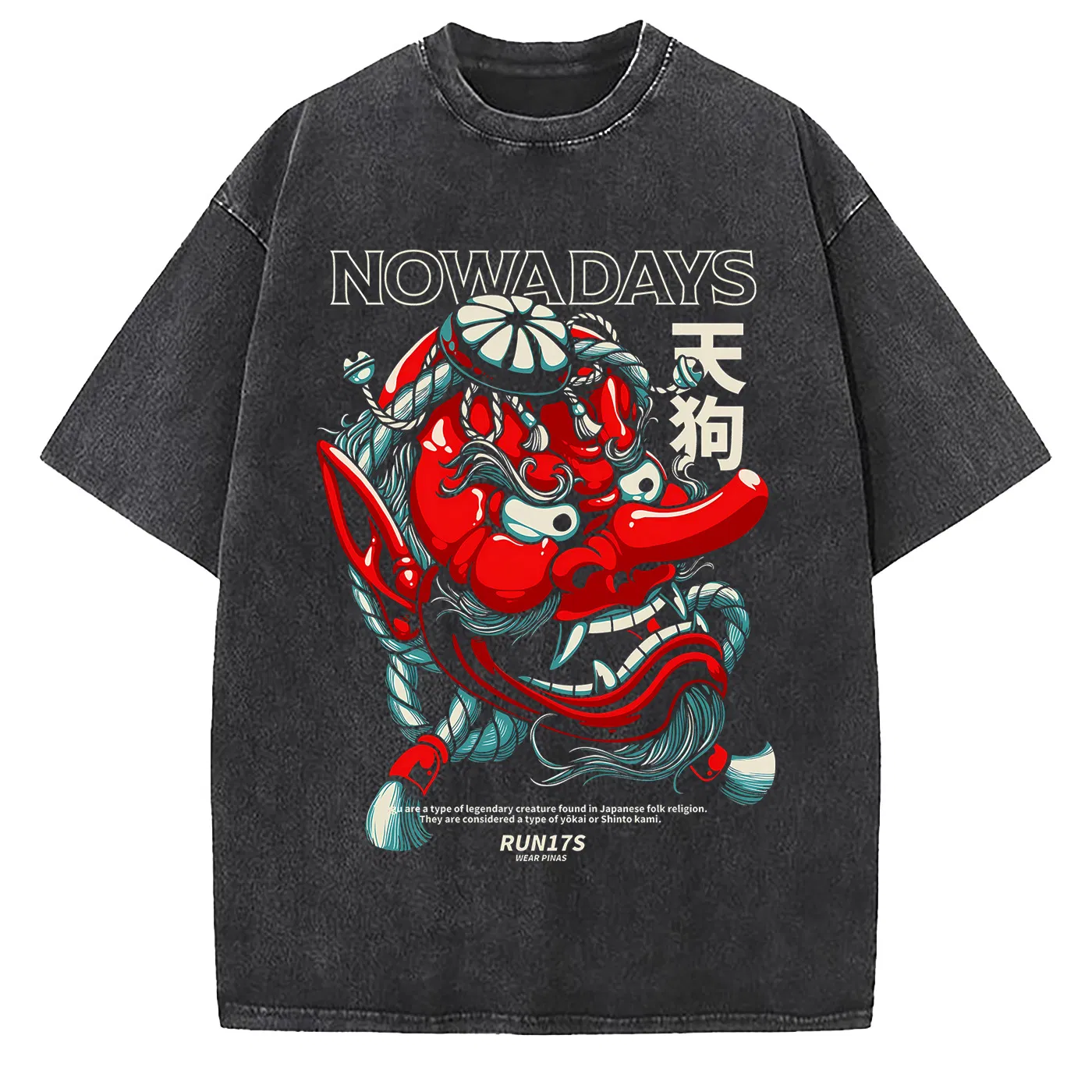 240 GSM Graphic Acid Wash Short-Sleeved Crew Neck Cotton T-Shirts-AWTS014