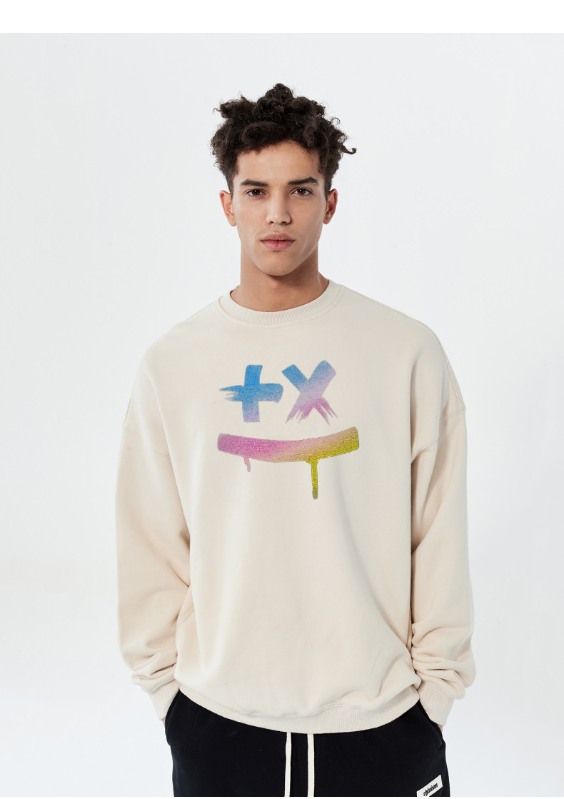 Áo nỉ cổ tròn dáng rộng 100% cotton, unisex, đặt hàng số lượng lớn. 2