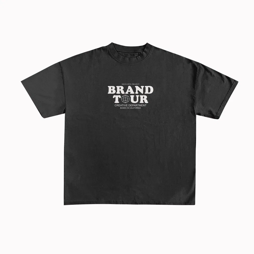 Camiseta oversize de algodón personalizada - Camiseta de cuello redondo bordada y estampada 5