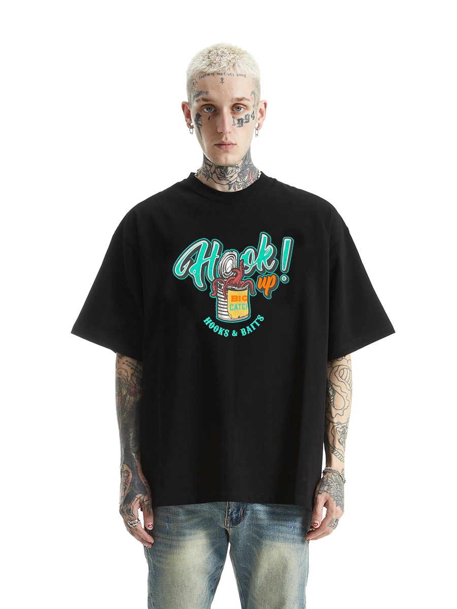 プラスサイズメンズ向けカスタムオーバーサイズドロップショルダーヘビーウェイトコットンTシャツ 2