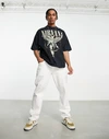 Custom Angel Print Oversized Cotton T-Shirt for Men - Washed Short Sleeve Apparel 4
