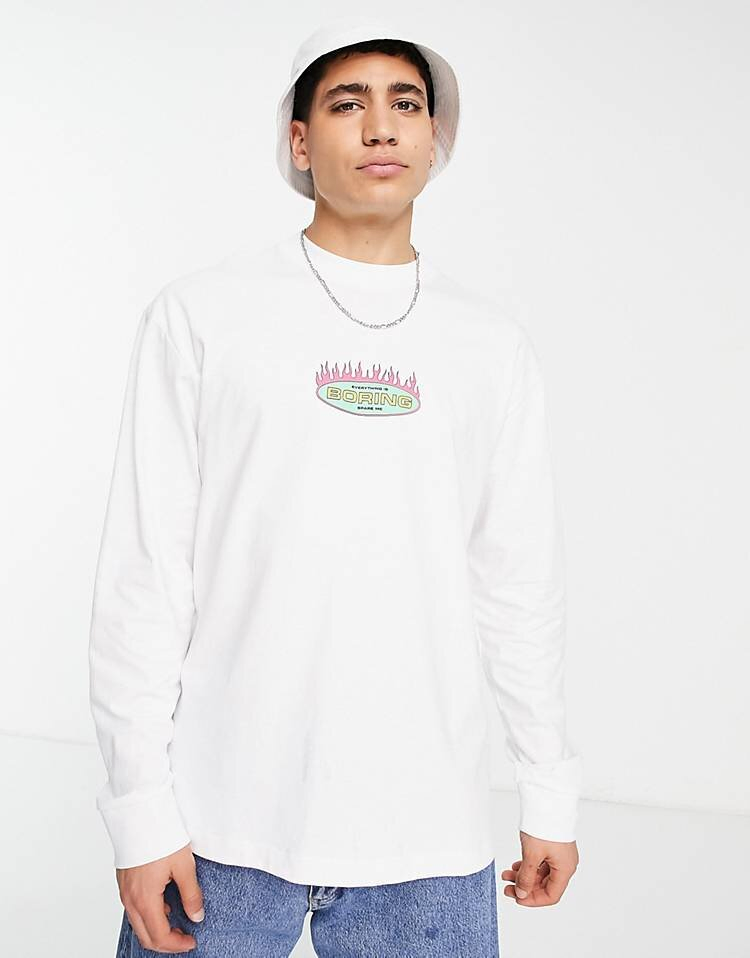 350 GSM グラフィックコットン 長袖クルーネックコットンTシャツ-LSTS012 3