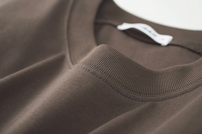 グラフィック 330 GSM コットン 半袖 クルーネック ブラウン Tシャツ ポケット付き - TS003 6