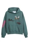 Produttore di abbigliamento personalizzato, stampa digitale, ricamo grafico, felpa con cappuccio in cotone 400 g effetto consumato con tasca 1