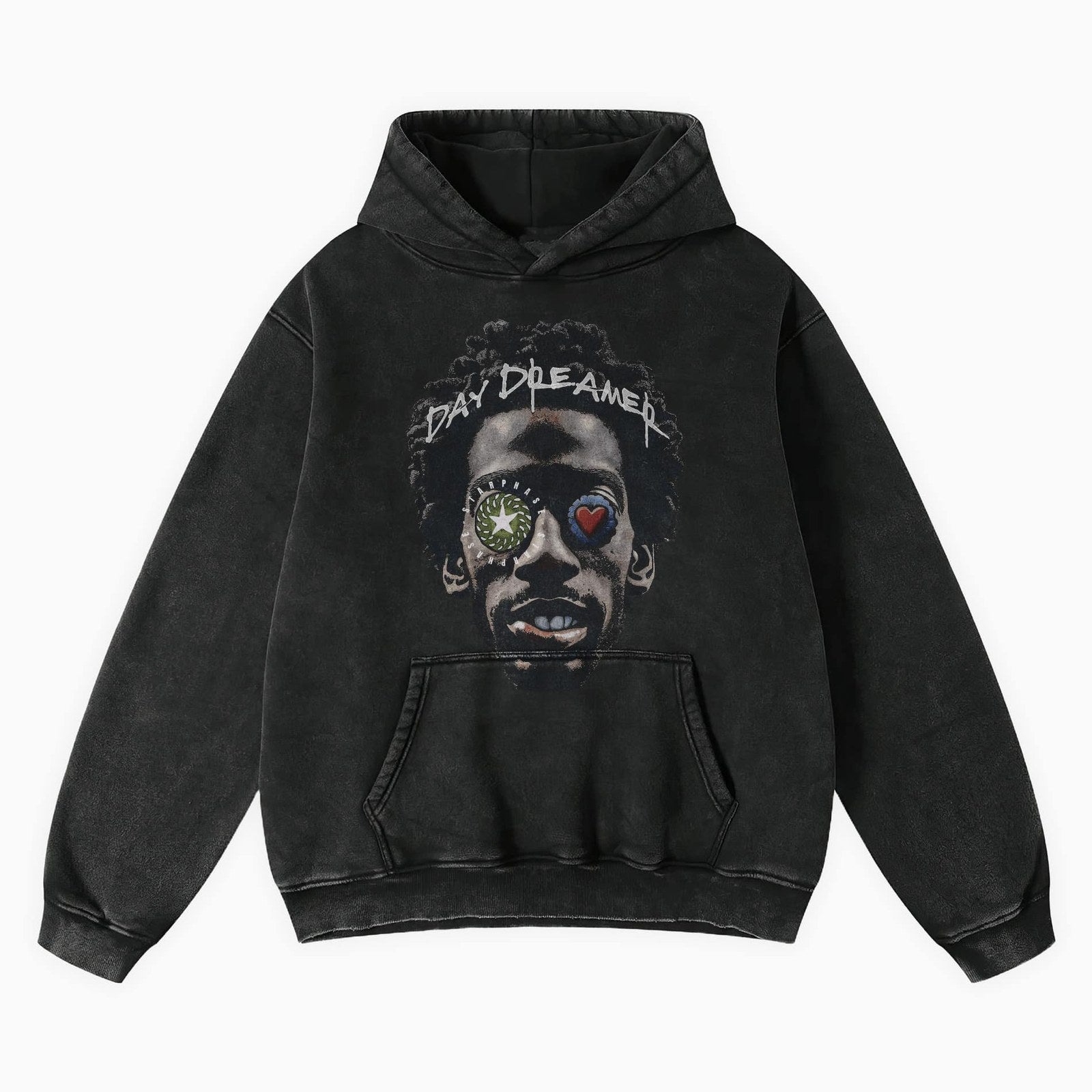 Custom Clothing Manufacturer DTG Printing Graphic Acid Wash Oversized 420g Cotton Hoodie with Pocket