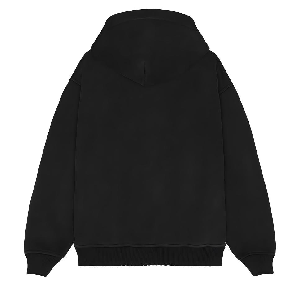 Sweat à capuche oversize en coton 600 g avec poche, orné d'appliqués brodés et délavés à l'acide. 2
