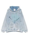 Sweat à capuche oversize en coton 470 g, délavé à l'acide et orné d'appliqués, avec poche. 1