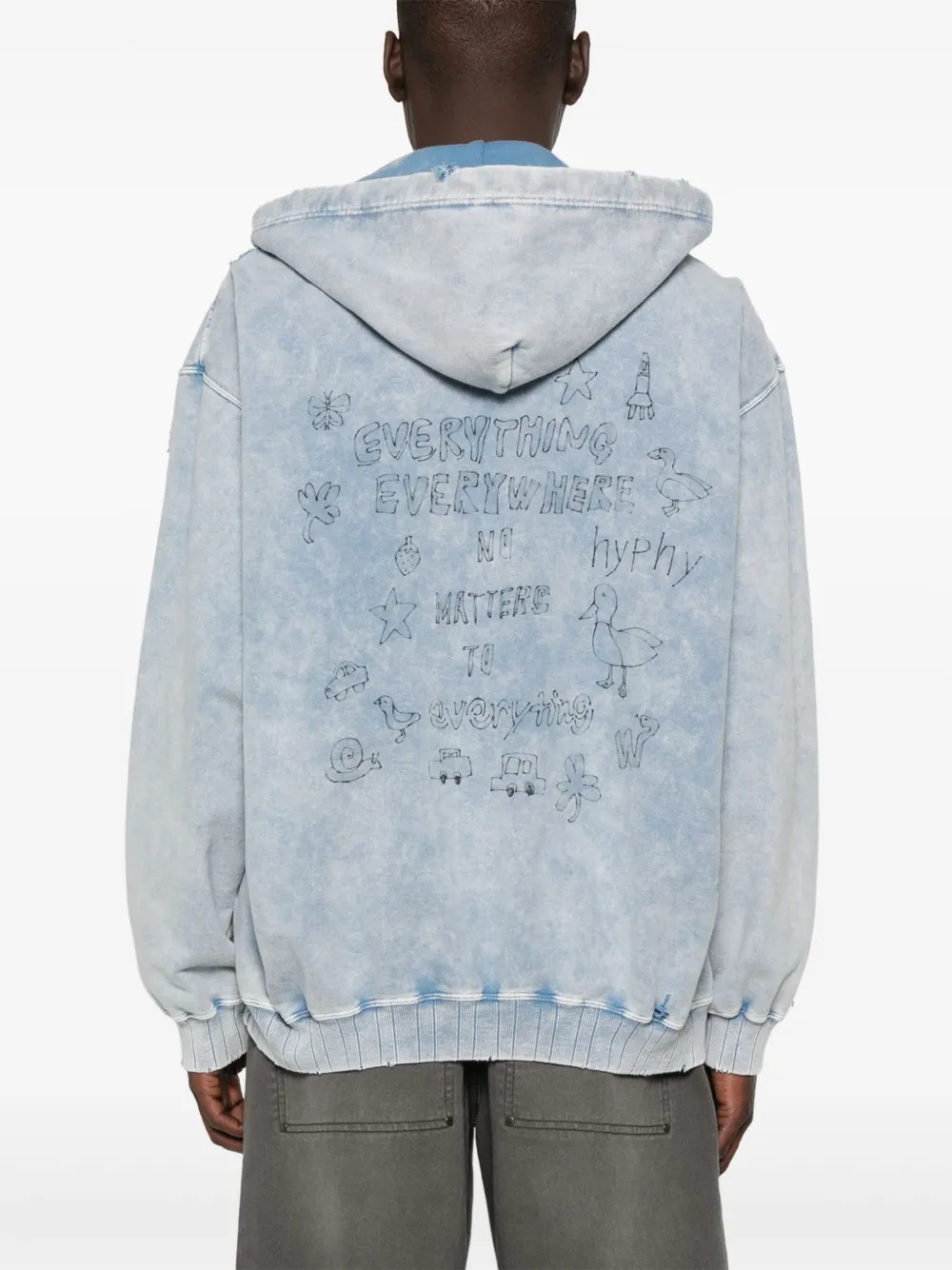 Sweat à capuche oversize en coton 470 g, délavé à l'acide et orné d'appliqués, avec poche. 3