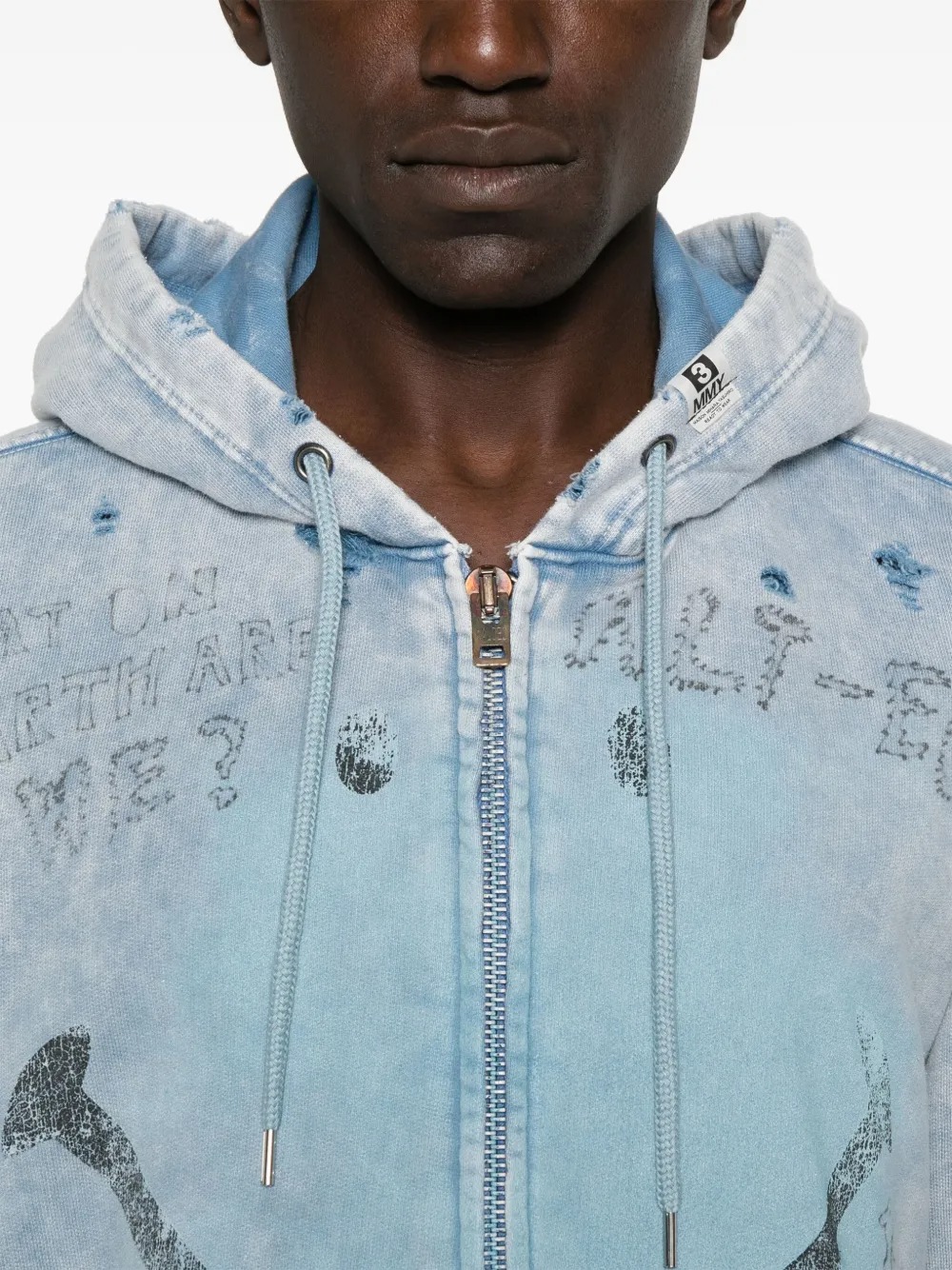 Sweat à capuche oversize en coton 470 g, délavé à l'acide et orné d'appliqués, avec poche. 2