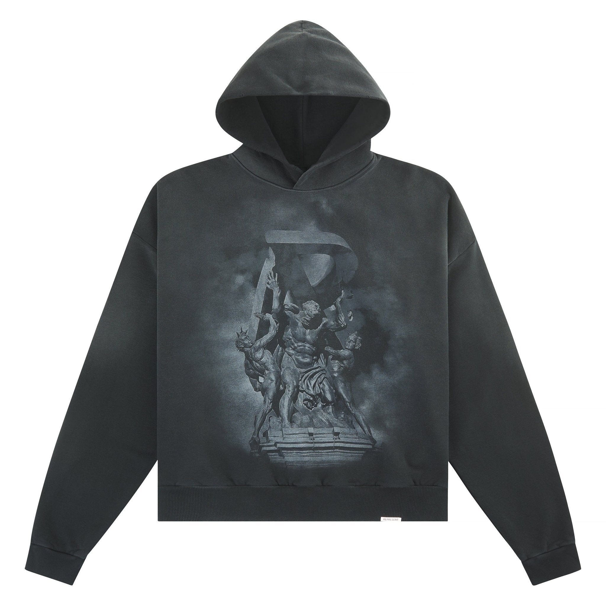 Custom Clothing Manufacturer DTG Printing Graphic Acid Wash Oversized 550g Cotton Hoodie