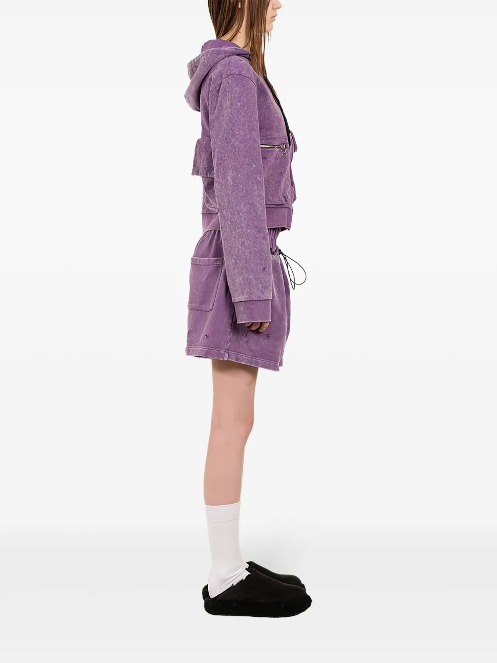 เสื้อฮู้ดแขนยาวผ้าฝ้าย 360 GSM แบบซิปหน้า มีกระเป๋า - CPHD003 7