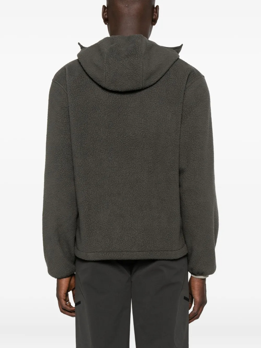 Moletom com capuz de algodão fleece de 420 GSM, mangas compridas, gola alta e meio zíper, com bolso - HZHD002 4