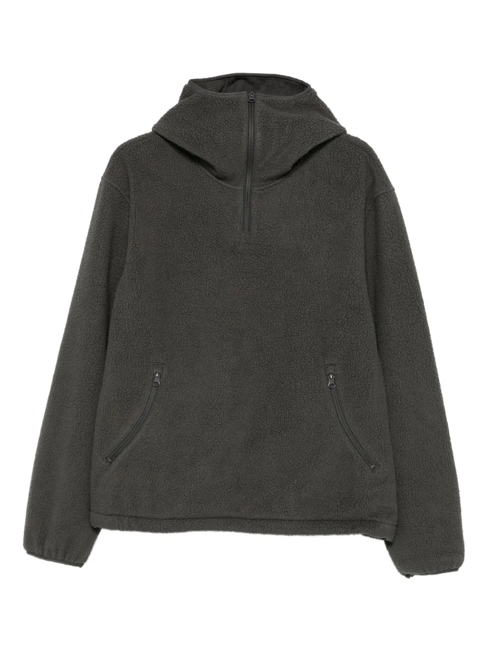 Moletom com capuz de algodão fleece de 420 GSM, mangas compridas, gola alta e meio zíper, com bolso - HZHD002 1
