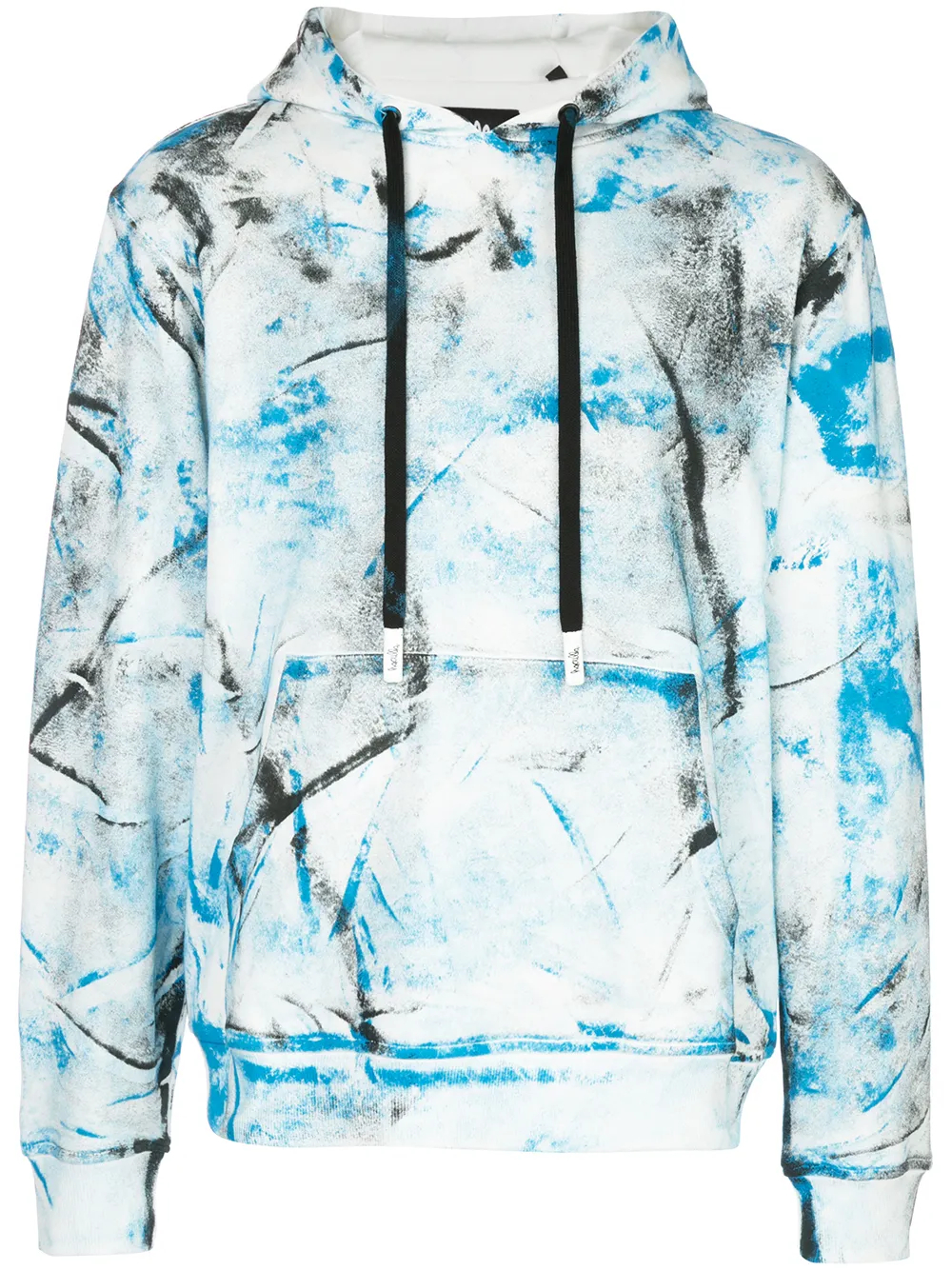 Sweat à capuche en polaire à manches longues, style streetwear, peint à la main, 380 g/m², avec poche kangourou - FHD003 1