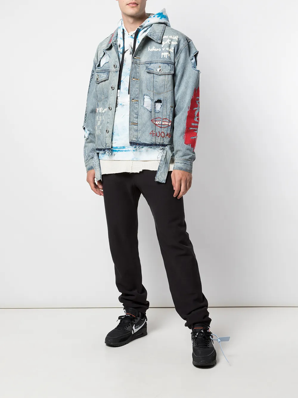 Sweat à capuche en polaire à manches longues, style streetwear, peint à la main, 380 g/m², avec poche kangourou - FHD003 4
