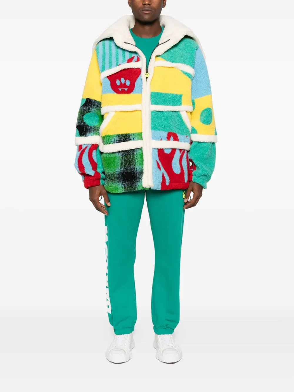 Sweat à capuche en polaire 450 g à imprimé colorblock, ourlet à cordon de serrage, col en fausse fourrure et poche - FHD005 4